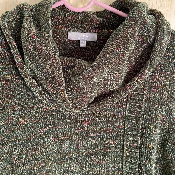 HABITAT CHENILLE TWEED COWL NECK TUNIC SWEATER IN LOGAN GREEN Sz XS - Picture 4 of 13